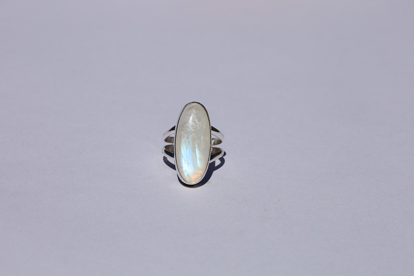 Oblong Rainbow Moonstone Ring