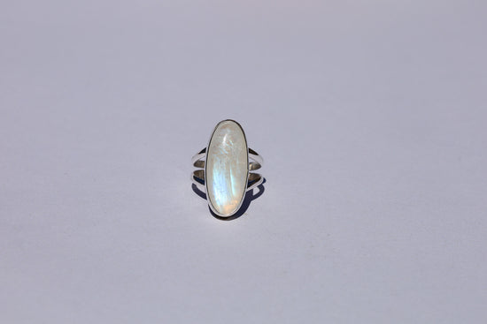 Oblong Rainbow Moonstone Ring