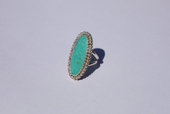 Beaded Turquoise Oblong Ring