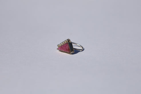Pink Druzy Beaded Ring