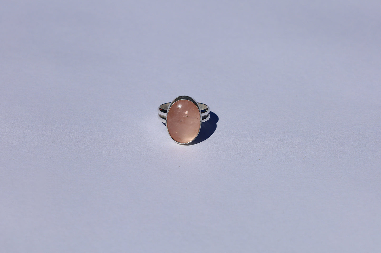 Rose Quartz Double Banded Ring