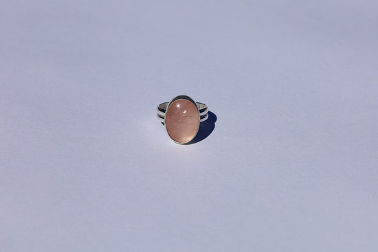 Rose Quartz Double Banded Ring