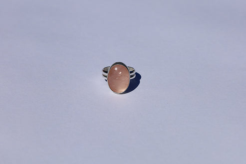 Rose Quartz Double Banded Ring
