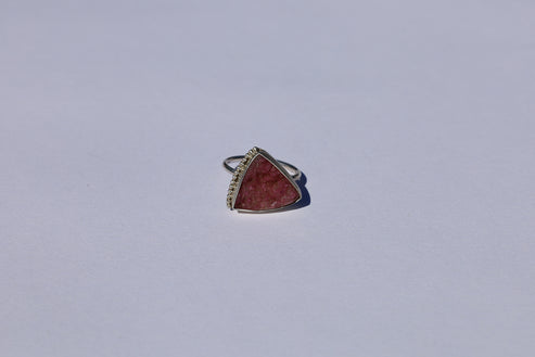 Triangular Pink Druzy Ring
