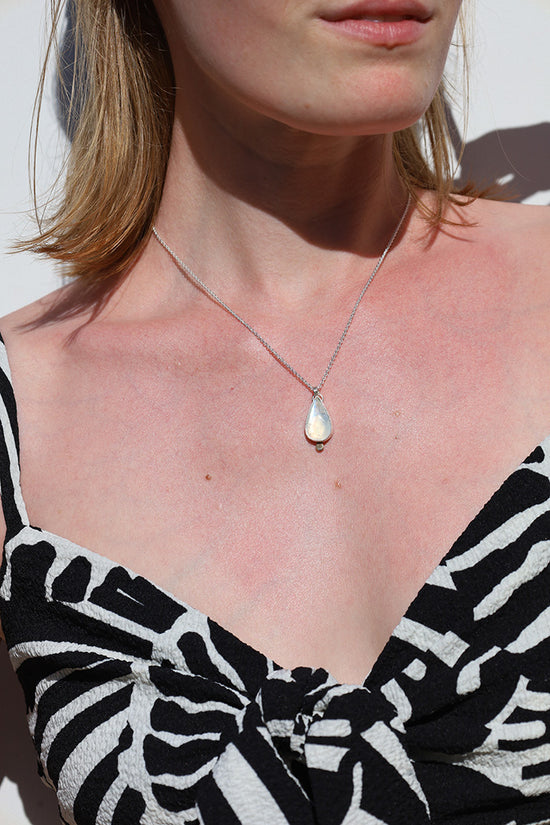 Rainbow Moonstone Dot Necklace