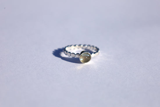 Round Labradorite Scalloped Stacker Ring