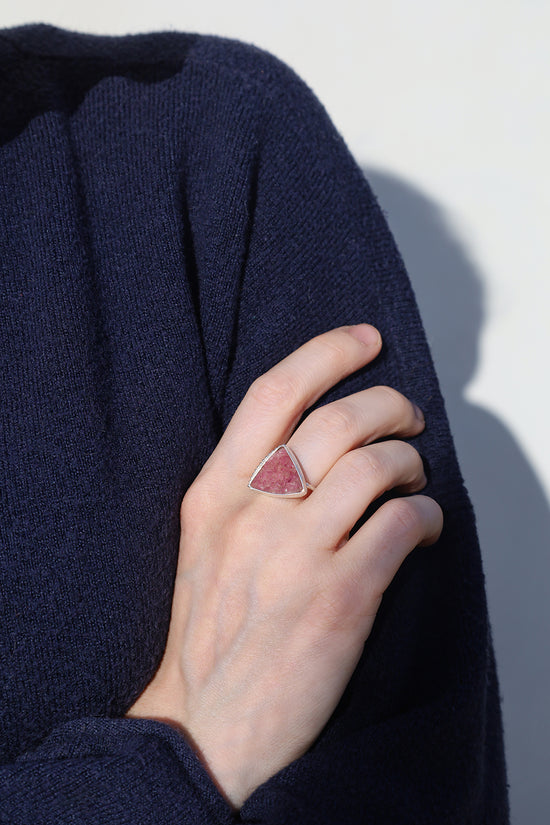 Triangular Pink Druzy Ring