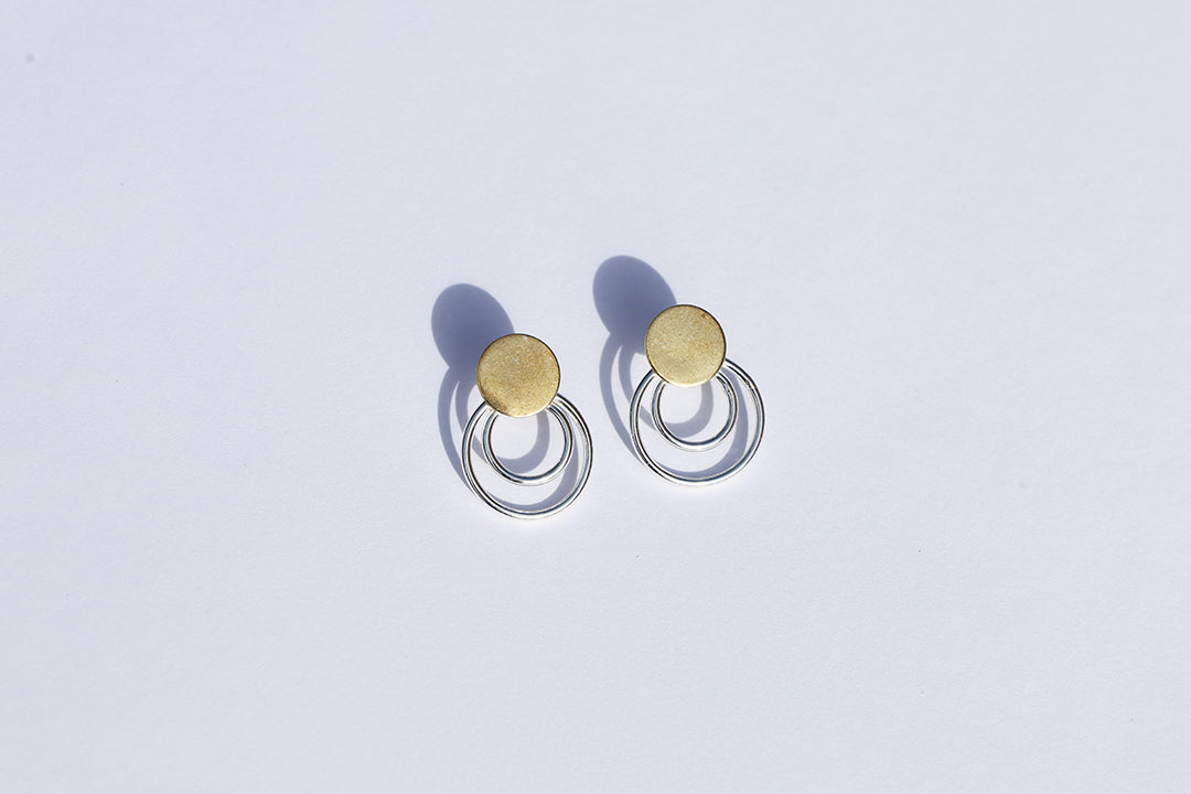 Brass Double Hoop Studs
