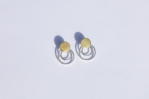 Brass Double Hoop Studs