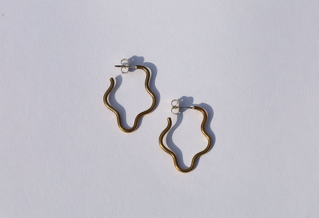 Small Brass Squiggly Hoops