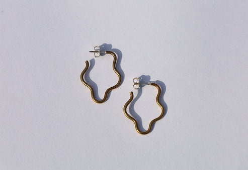 Small Brass Squiggly Hoops