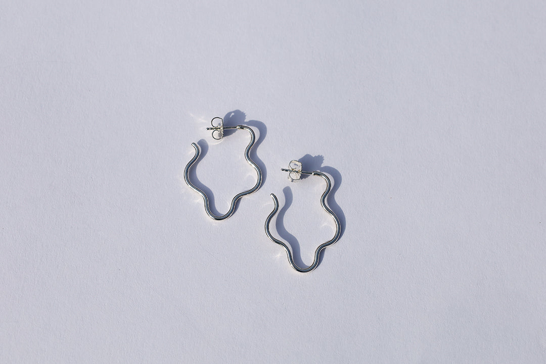 Small Silver Squiggly Hoops
