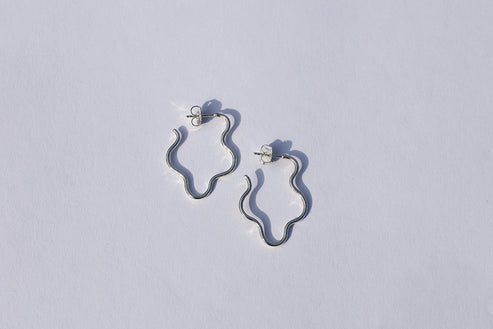 Small Silver Squiggly Hoops
